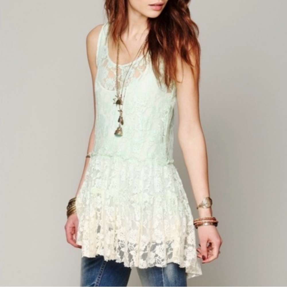 Free People Lace Dress - Mint green/Cream